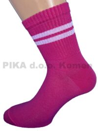 Bombažne nogavice športne z rebri 320-609 pinki fuxia - bela