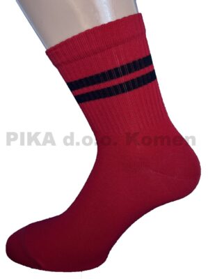 Bombažne nogavice športne z rebri 320-609 rdeča - črna