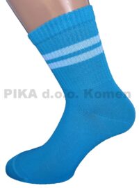 Bombažne nogavice športne z rebri 320-609 živo modra - bela